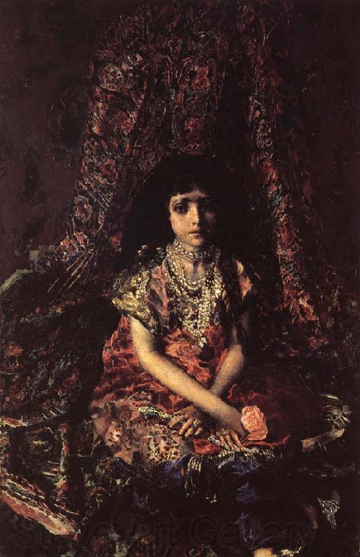 Mikhail Vrubel Girl Against a perslan carpet